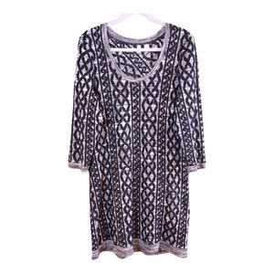 Anthropologie Black and Cream Long Sleeve Dress